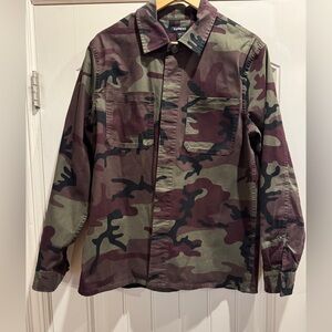 Express Men's Green and Brown Camouflage Jacket